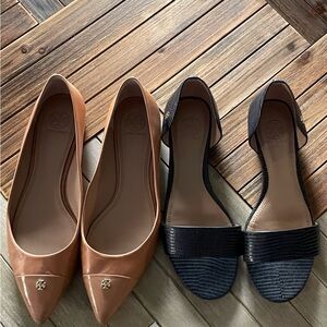 Tory Burch Women's Tan and Black Flats